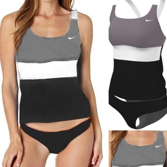 Nike Other - NWT NIKE TANKINI swimsuit.   Black and grey white